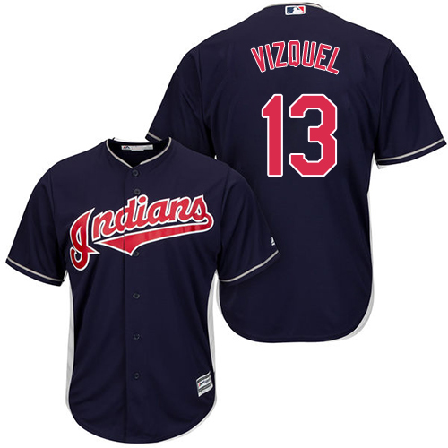 Indians #13 Omar Vizquel Navy Blue Alternate Stitched Youth MLB Jersey - Click Image to Close